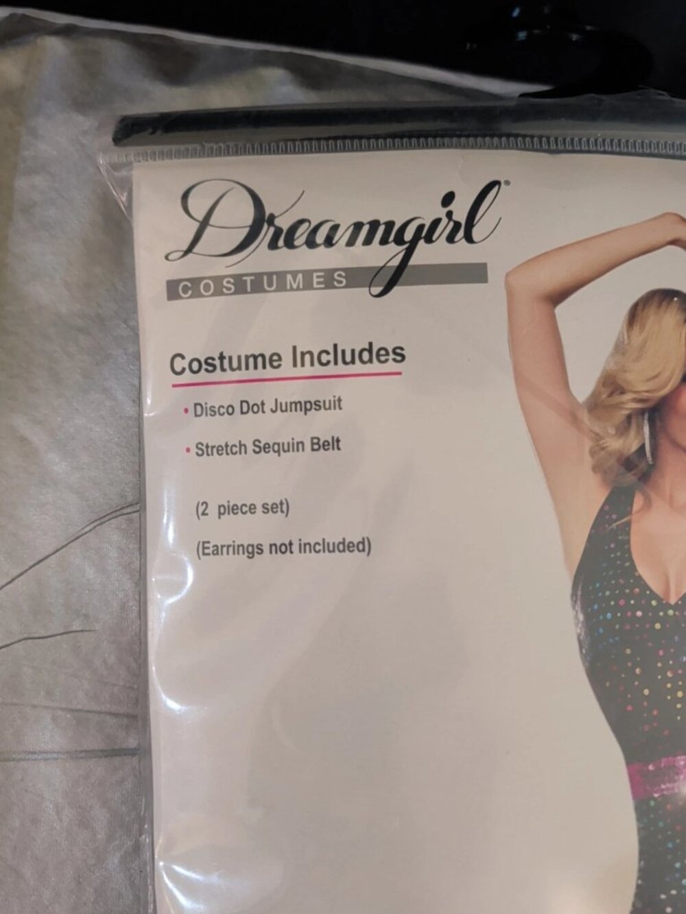 Dreamgirl Black Sequin-Spot Jumpsuit with Pink Belt - Picture 6 of 12